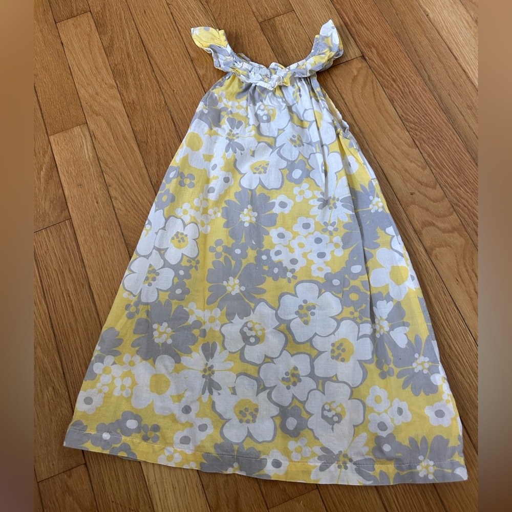 Girl’s Floral Yellow and Gray Sleeveless Dress Size 4T